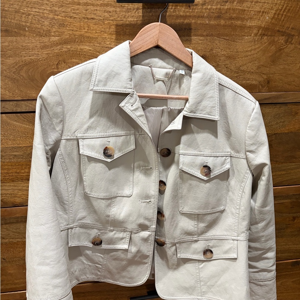 Chico's Cream Button-Front Utility Jacket